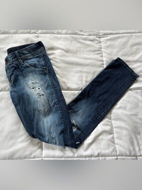 Hudson Jeans Made in USA Distressed Skinny Jeans Medium Wash